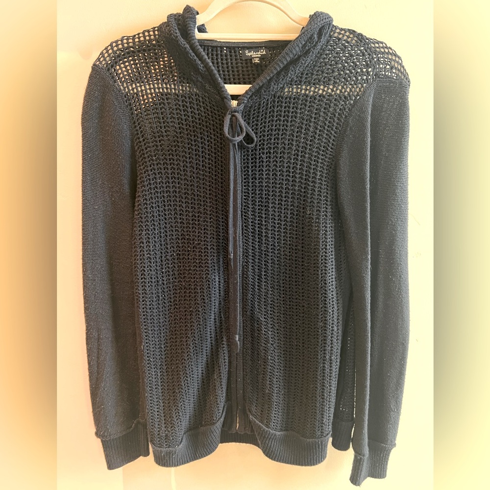Splendid Navy Blue Full Zip Sweater with hood - size Medium